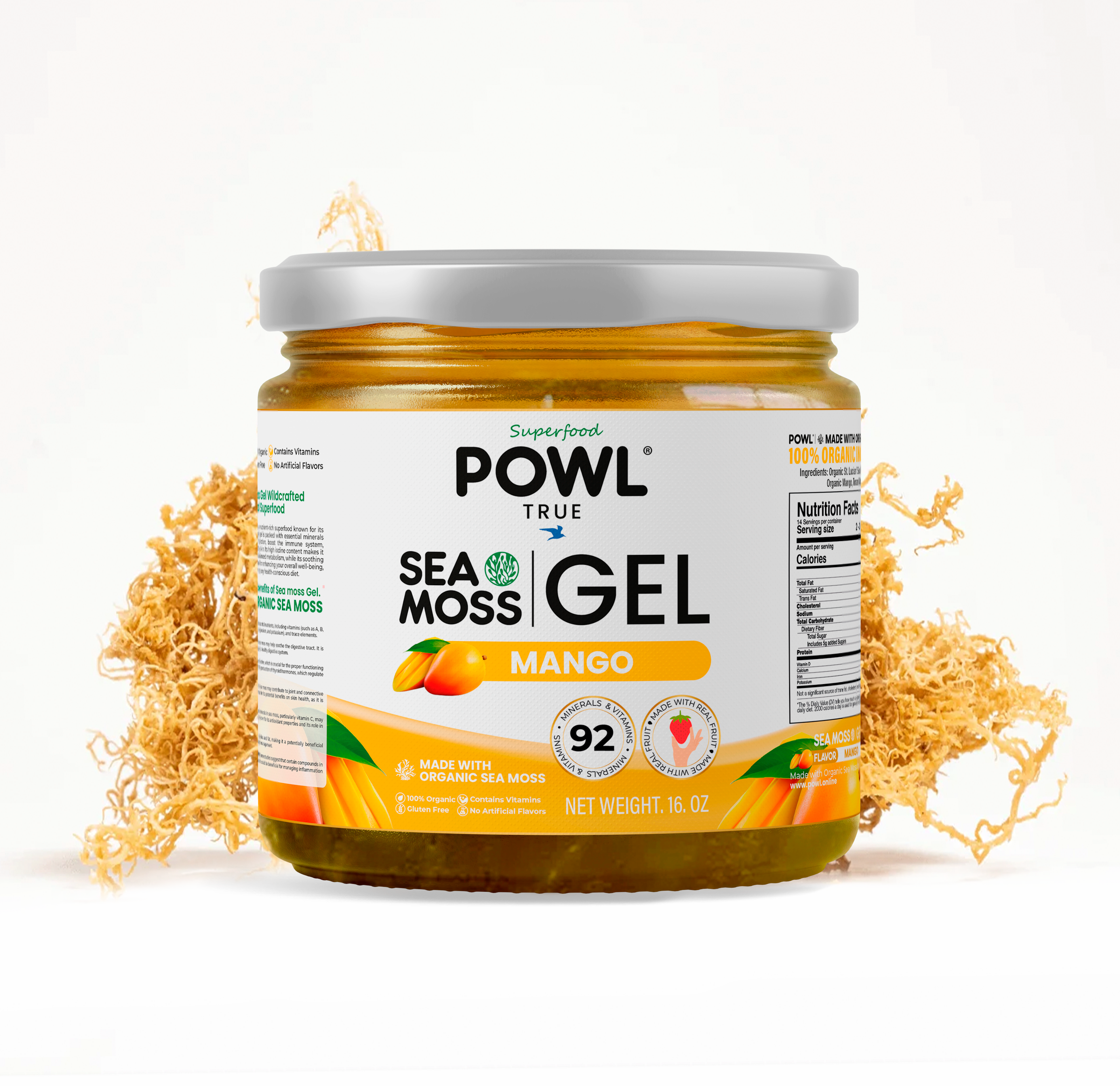 Organic Sea Moss Gel - Mango 16oz | Powl Superfood